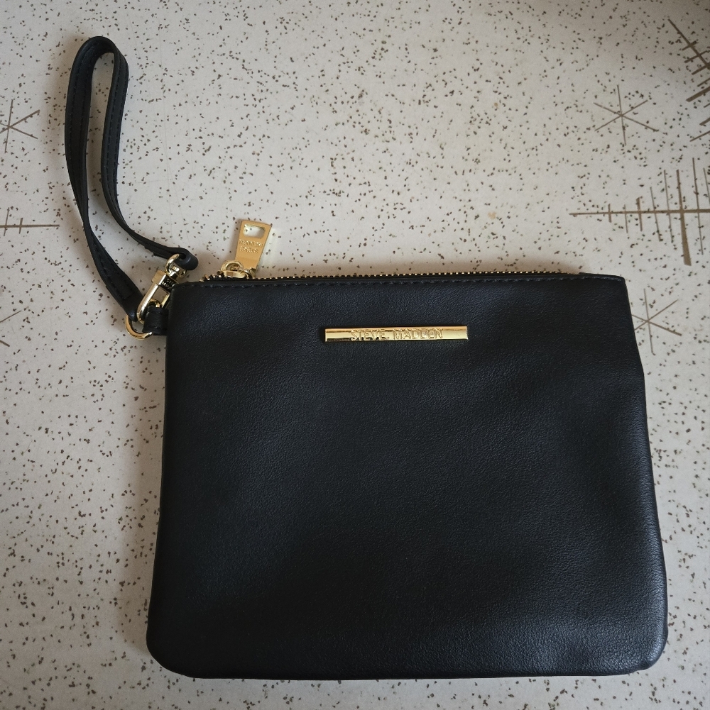 Steve Madden Black Wristlet with Gold Accents